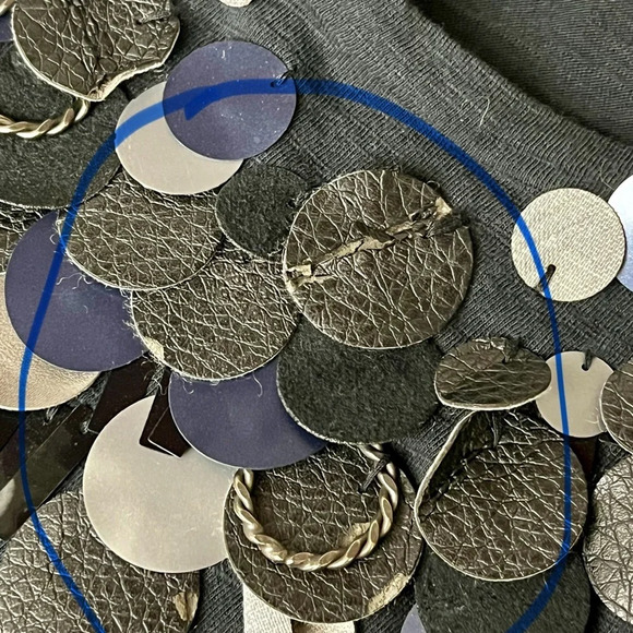 Caslon Womens Size XL NAVY slub Knit Short Sleeve Sequin Modest  Cotton Tee Boho - Picture 10 of 10